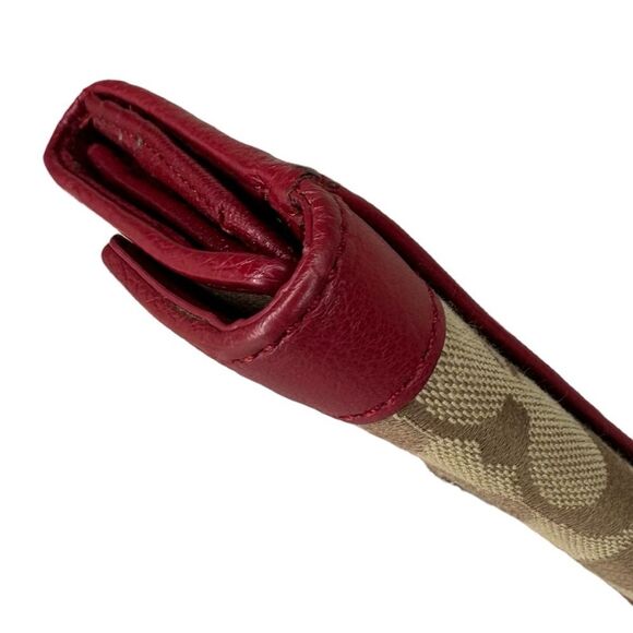 |EUC| COACH Signature C Canvas Red Leather Trim Kisslock Wallet - Picture 8 of 10